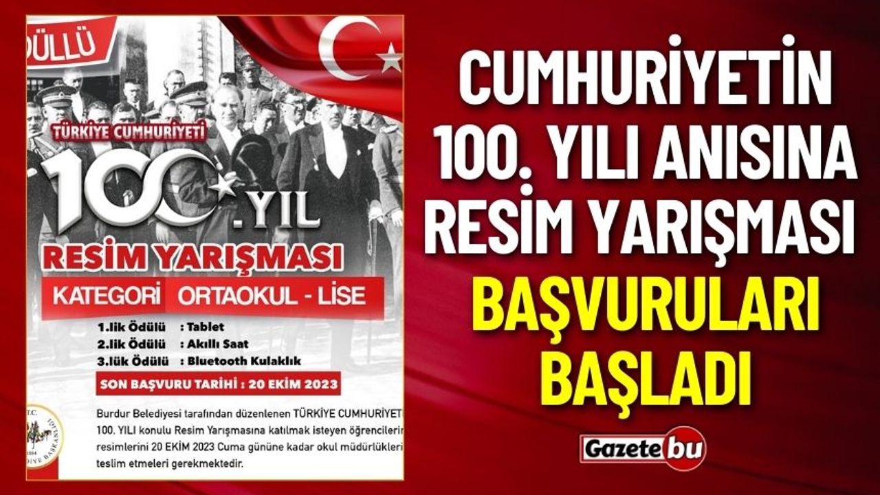 Burdur'da Cumhuriyetin 100. Yılı Anısına Resim Yarışması Başvuruları Başladı