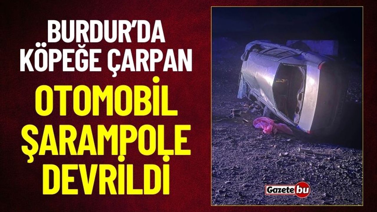 Burdur’da Köpeğe Çarpan Otomobil Şarampole Devrildi