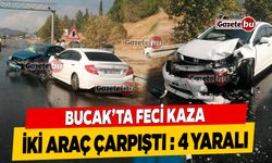 Bucak'ta Feci Kaza; İki Araç Birbirine Girdi 4 Yaralı