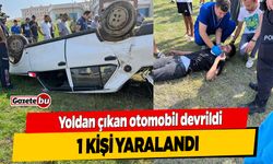 Yoldan çıkan otomobil devrildi; 1 yaralı