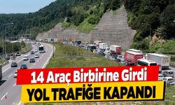 14 Araç Birbirine Girdi Yol Trafiğe Kapandı