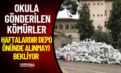 Okula gönderilen kömürler, haftalardır depo önünde alınmayı bekliyor