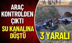 Araç Kontrolden Çıktı Su Kanalına Düştü: 3 Yaralı