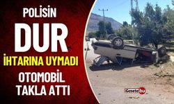 Polisin "Dur" İhtarına Uymayan Otomobil Takla Attı