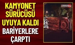 Antalya'da Uyuyakalan Kamyonet Şoförü Bariyerlere Çarptı