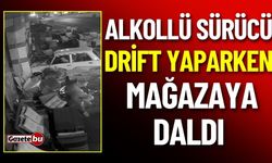 Drift Yapan Alkollü Sürücü Mağazaya Daldı