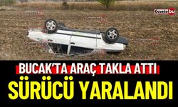 Bucak'ta Araç Takla Attı, Sürücü Yaralandı