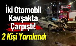 Kavşakta Çarpışan Otomobillerde 2 Kişi Yaralandı