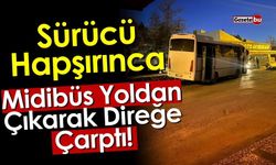 Sürücü Hapşırınca Midibüs Yoldan Çıkarak Direğe Çarptı!