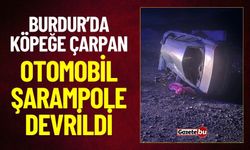 Burdur’da Köpeğe Çarpan Otomobil Şarampole Devrildi