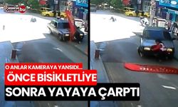 Otomobil önce bisikletliye ardından yayaya çarptı