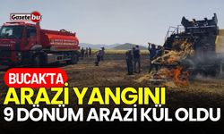 Bucak'ta arazi yangını: 9 dönüm arazi kül oldu