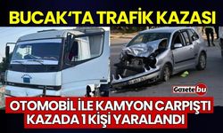 Bucak'ta Trafik Kazası, Otomobil İle Kamyon Çarpıştı 1 Yaralı