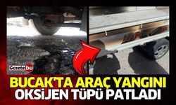 Bucak'ta araç yangını: Oksijen tüpü patladı