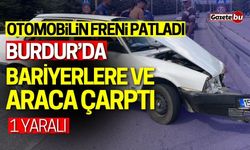 Freni patlayan Tofaş otomobil bariyerlere ve ardından bir araca çarptı: 1 yaralı