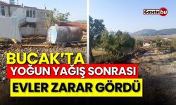 Bucak'ın Alkaya Köyü'nde dün akşamki yoğun yağış sonrası bazı evler zarar gördü.