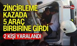 5 araç birbirine girdi, 2 kişi yaralandı