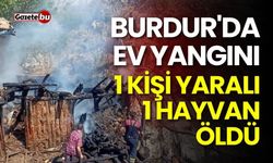 Burdur'da ev yangını: 1 kişi yaralandı, 1 hayvan telef oldu