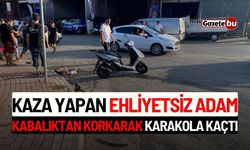 Kaza yapan ehliyetsiz adam korktu ve karakola kaçtı