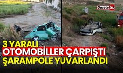 Otomobiller çarpıştı, şarampole yuvarlandı: 3 yaralı