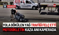 Yola Dökülen Yağ Trafiği Felç Etti: İşte Motosikletin Kaza Anı