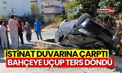 İstinat duvarına çarptı, bahçeye uçup ters döndü