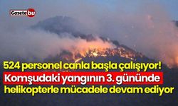 Komşudaki yangının 3. gününde helikopterle mücadele devam ediyor