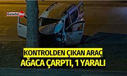 Kontrolden Çıkan Araç Ağaca Çarptı: 1 Yaralı