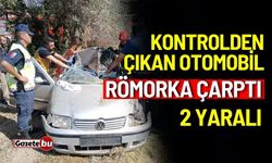 Kontrolden çıkan otomobil römorka çarptı: 2 yaralı