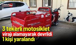 3 tekerli motosiklet virajı alamayarak devrildi