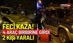 Feci kaza! 4 araç birbirine girdi: 2 yaralı