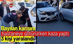 Bayılan karısını hastaneye götürürken kaza yaptı