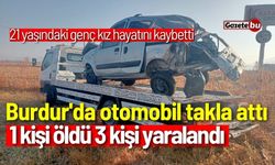 Burdur'da otomobil takla attı  1 kişi öldü 3 kişi yaralandı