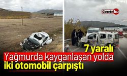 Yağmurda kayganlaşan yolda iki otomobil çarpıştı: 7 yaralı