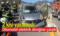 Otomobil elektrik direğine çarptı: 2 yaralı