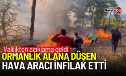 Ormanlık alana düşen hava aracı infilak etti