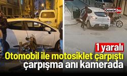 Otomobil ile motosiklet çarpıştı: 1 yaralı! Kaza anı kamerada...