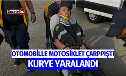 Otomobille motosiklet çarpıştı, kurye yaralandı