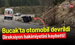 Bucak'ta otomobil devrildi: Direksiyon hakimiyetini kaybetti!