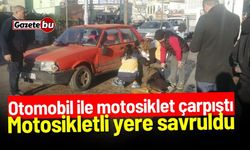 Otomobil ile motosiklet çarpıştı: Motosikletli yere savruldu