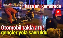 Otomobil takla attı! Gençler yola savruldu