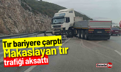 Tır bariyere çarptı: Eğirdir karayolu'nda makaslayan tır trafiği aksattı