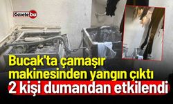 Bucak'ta çamaşır makinesinden yangın çıktı