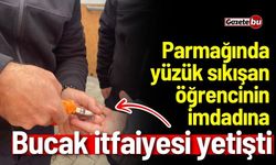 Parmağında yüzük sıkışan öğrencinin imdadına Bucak itfaiyesi yetişti