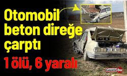 Otomobil beton direğe çarptı: 1 ölü, 6 yaralı