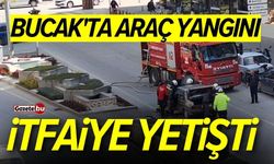 Bucak'ta seyir halindeki araç alev aldı! İtfaiye yetişti