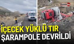 İçecek yüklü tır şarampole devrildi: 1 yaralı