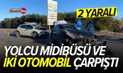 Yolcu midibüsü ve iki otomobil çarpıştı: 2 yaralı