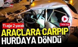 Park halindeki araçlara çarpıp hurdaya döndü