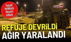 Tır refüje devrildi: Sürücü ağır yaralandı